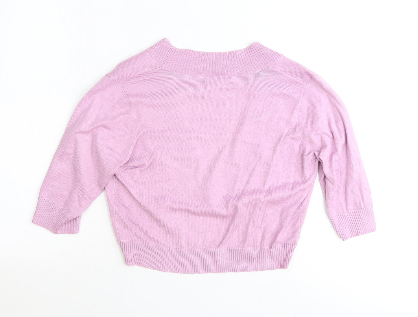 Preworn Womens Purple V-Neck Polyester Cardigan Jumper Size 14