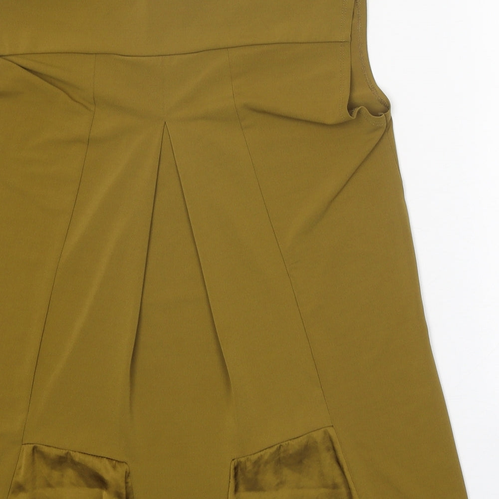 NEXT Womens Gold Polyester Basic Blouse Size 8 V-Neck