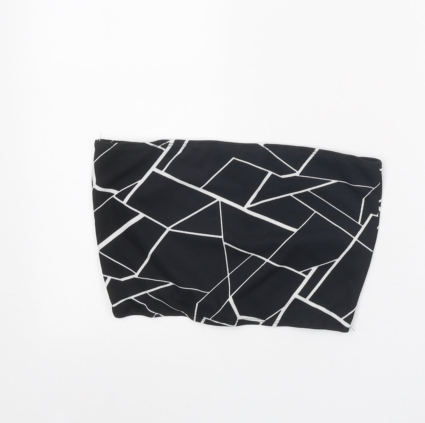 Oeuvre Womens Black Geometric Polyester Cropped Tank Size M Off the Shoulder
