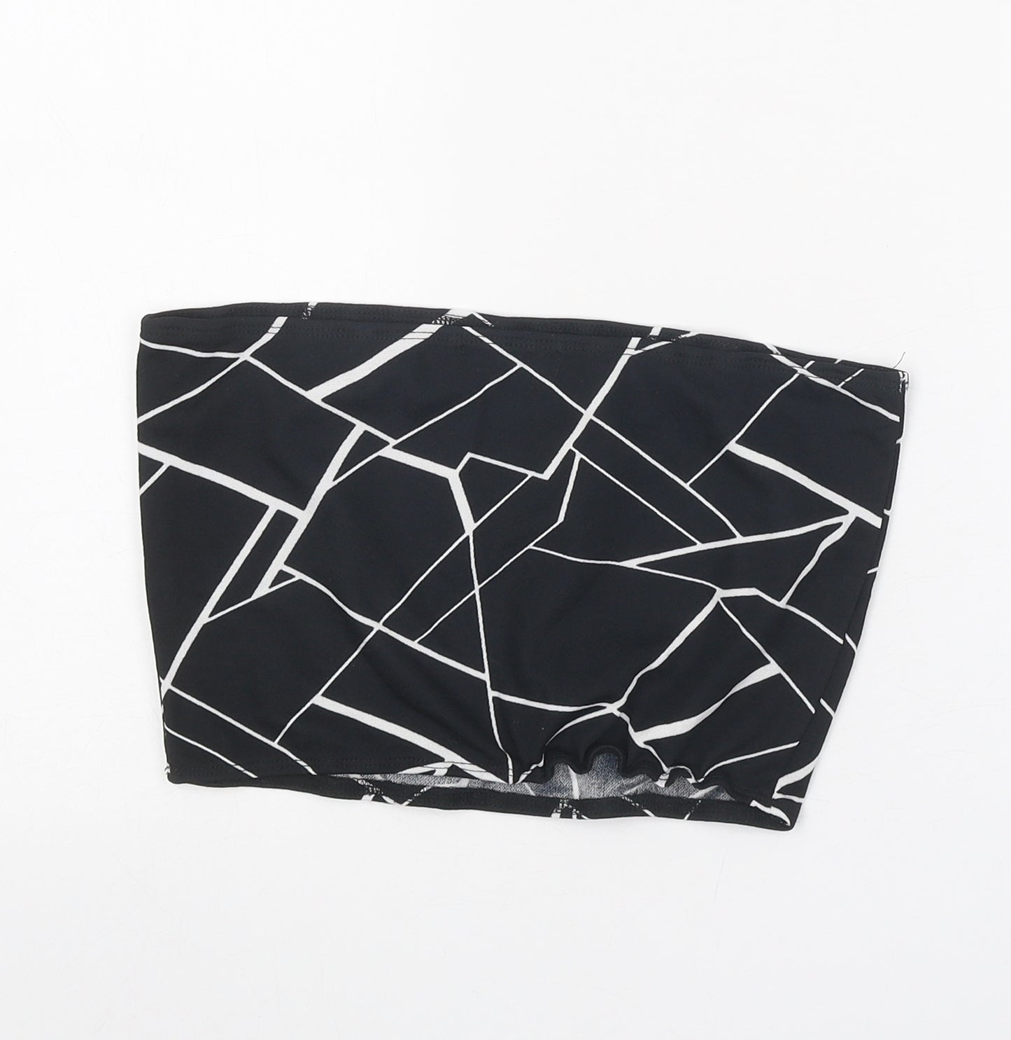 Oeuvre Womens Black Geometric Polyester Cropped Tank Size M Off the Shoulder