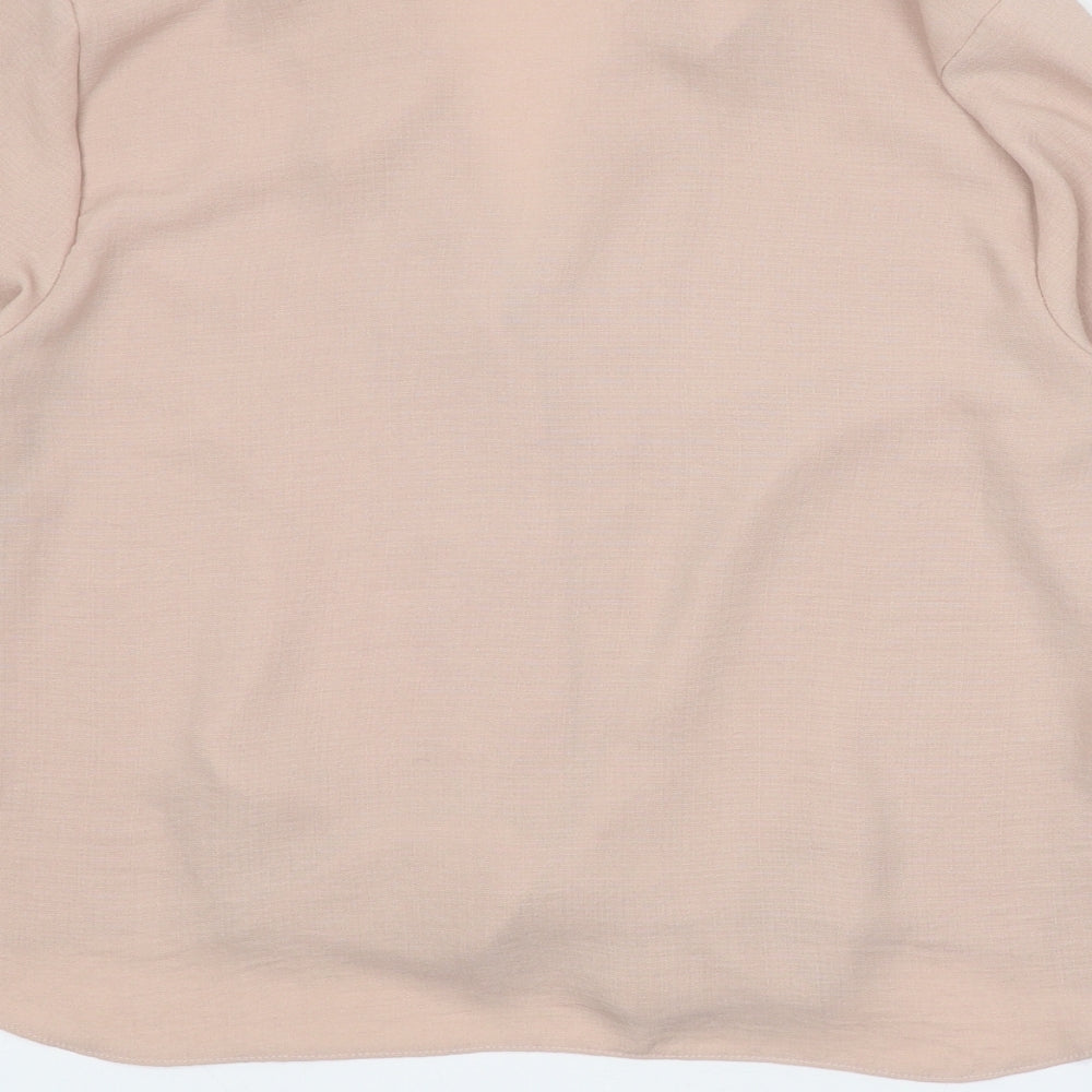 Primark Womens Pink Polyester Basic Button-Up Size 14 Collared - Tie Front
