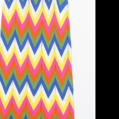 QED London Womens Multicoloured Geometric Acrylic Tank Dress Size M Round Neck Tie