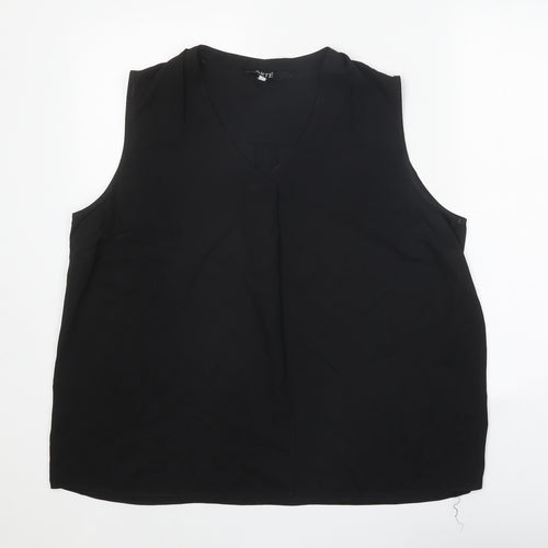 Arte Womens Black Polyester Basic Blouse Size 16 V-Neck