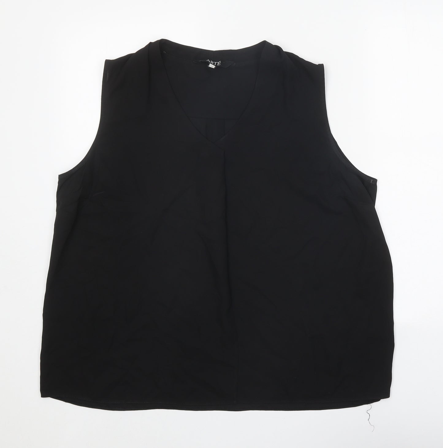 Arte Womens Black Polyester Basic Blouse Size 16 V-Neck