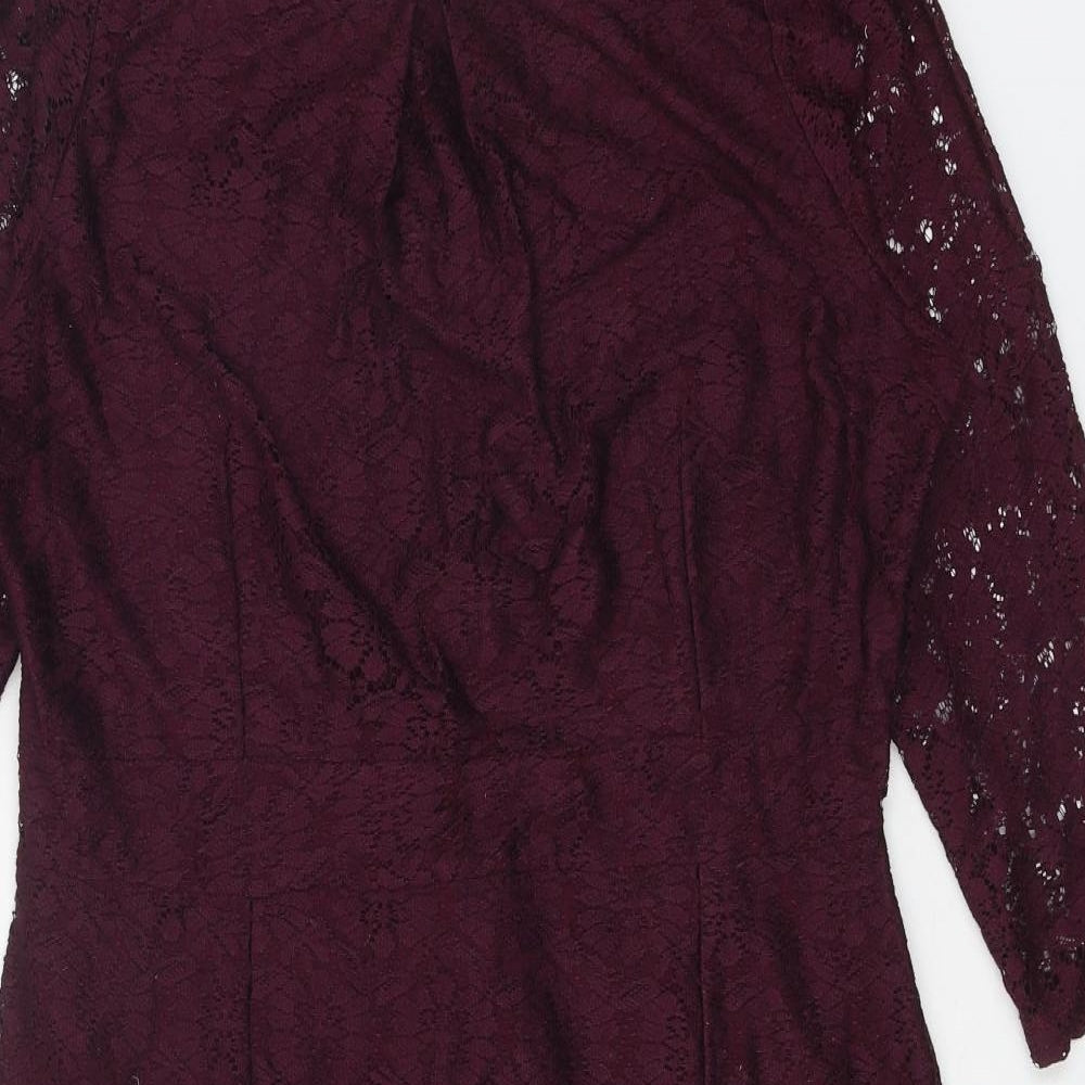 Dorothy Perkins Womens Purple Polyester A-Line Size 18 Round Neck Zip