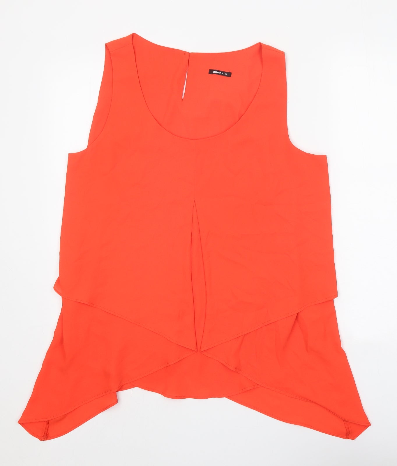 Roman Womens Red Polyester Basic Tank Size 16 Scoop Neck