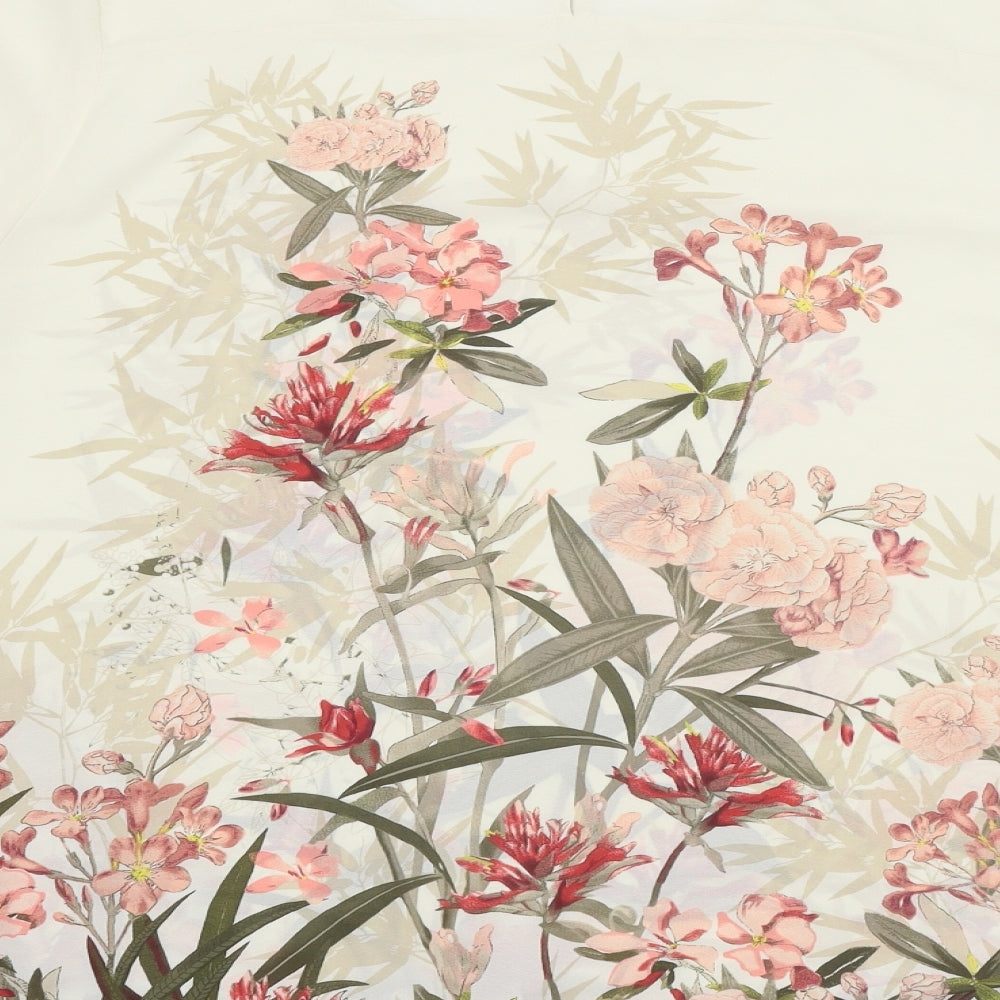 George Womens White Floral Polyester Basic Blouse Size 22 Round Neck