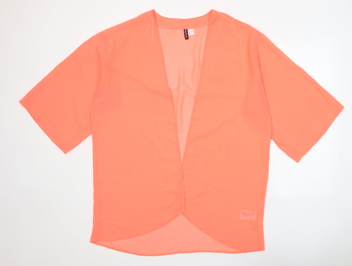 Divided Womens Pink Polyester Basic Blouse Size L V-Neck