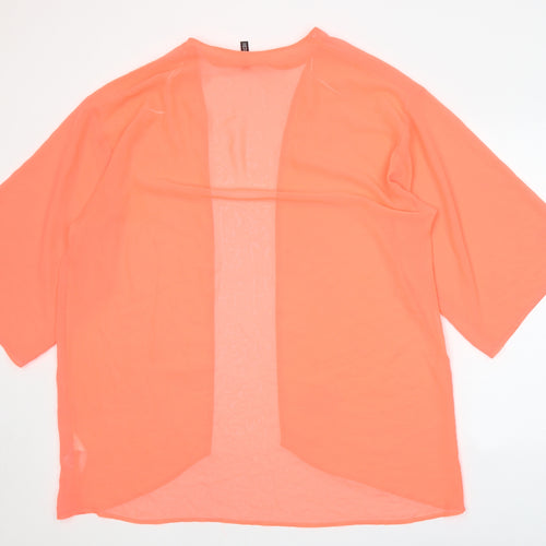 Divided Womens Pink Polyester Basic Blouse Size L V-Neck