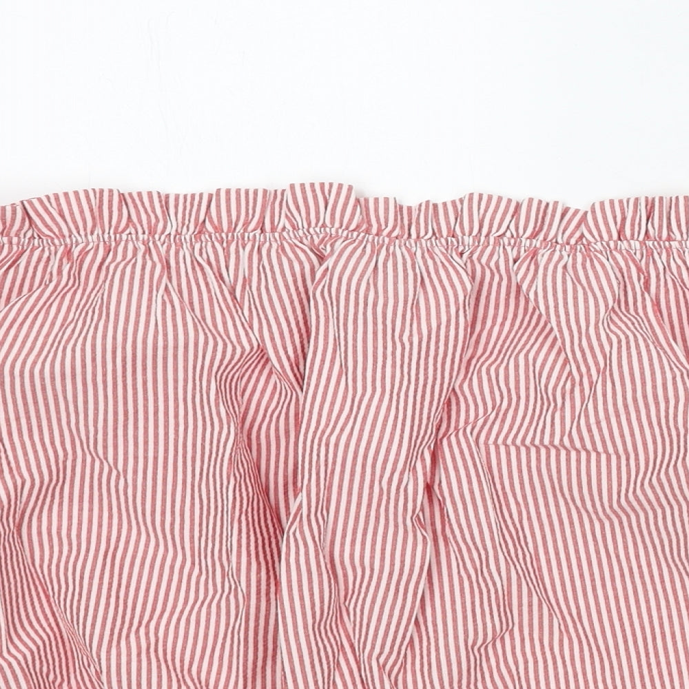 George Womens Red Striped Cotton Basic Blouse Size 18 Off the Shoulder
