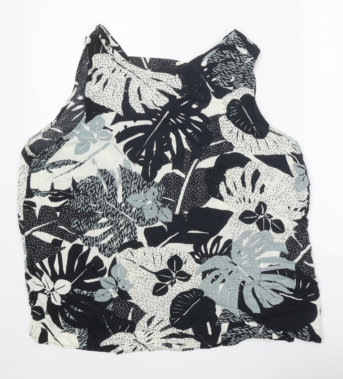TU Womens Black Geometric Viscose Basic Tank Size 20 Scoop Neck