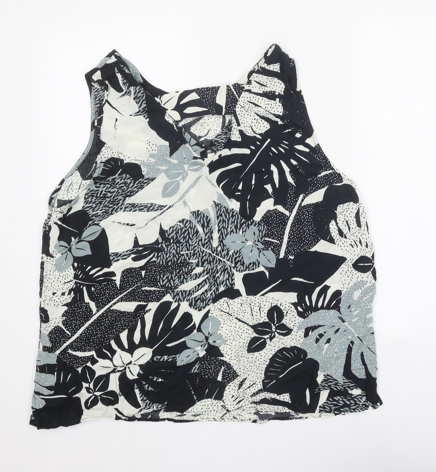 TU Womens Black Geometric Viscose Basic Tank Size 20 Scoop Neck