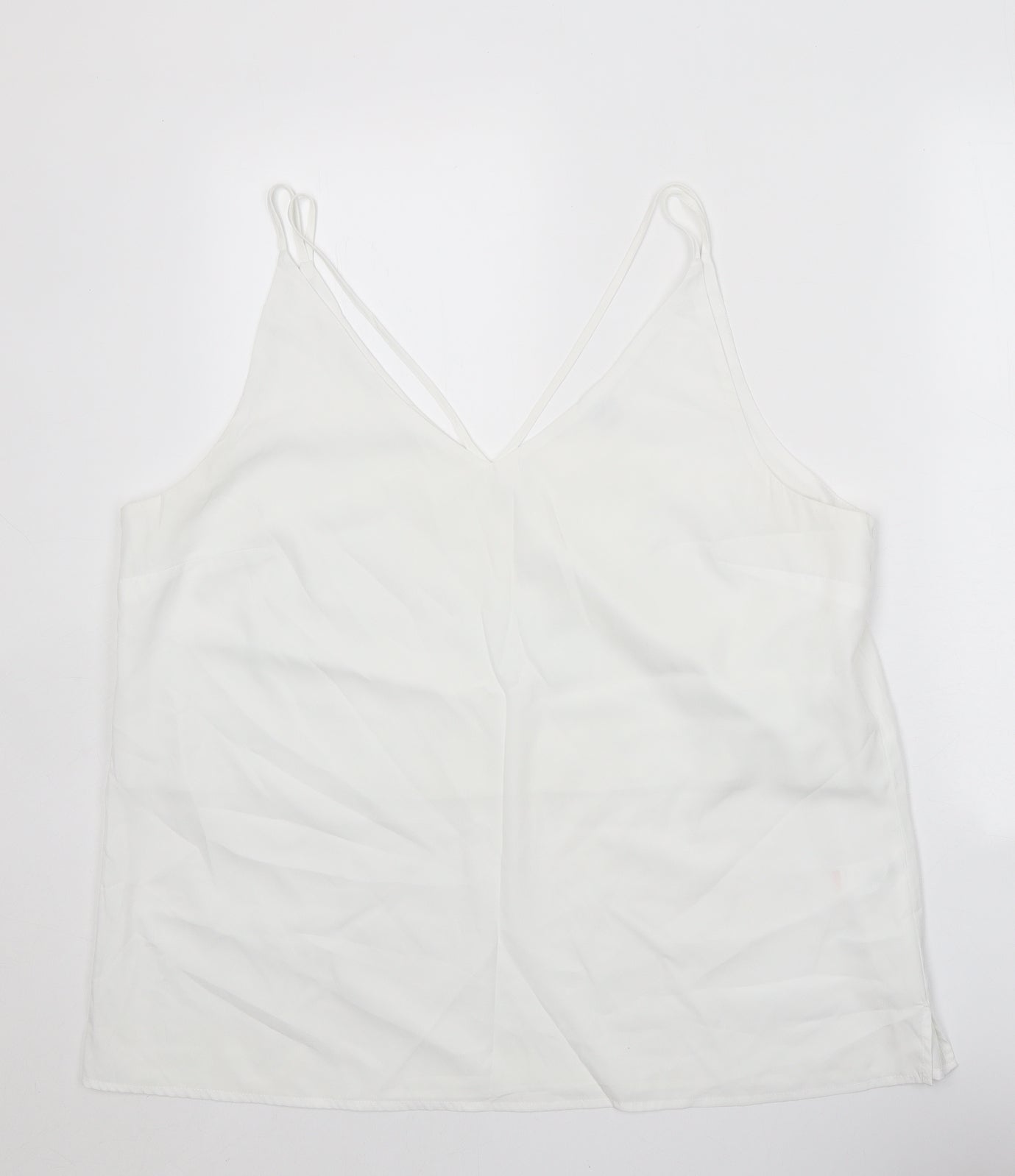 PEP&CO Womens White Polyester Camisole Tank Size 20 V-Neck