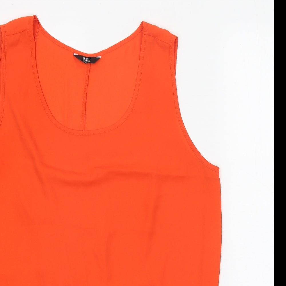 F&F Womens Red Polyester Basic Tank Size 18 Scoop Neck