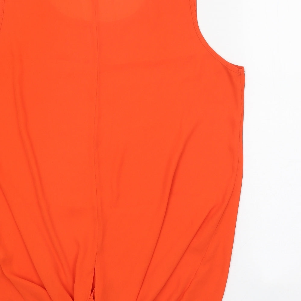 F&F Womens Red Polyester Basic Tank Size 18 Scoop Neck
