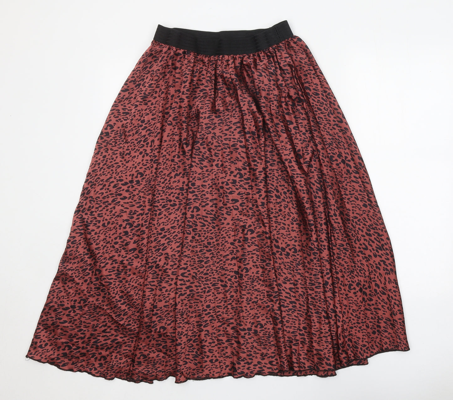 Zara Womens Pink Animal Print Polyester Swing Skirt Size L - Leopard Pattern