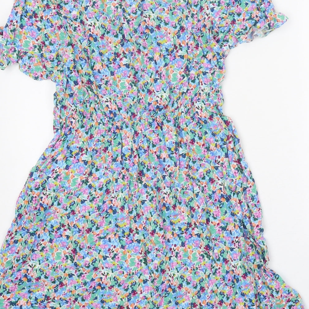 Papaya Womens Multicoloured Floral Viscose Trapeze & Swing Size 10 V-Neck Pullover