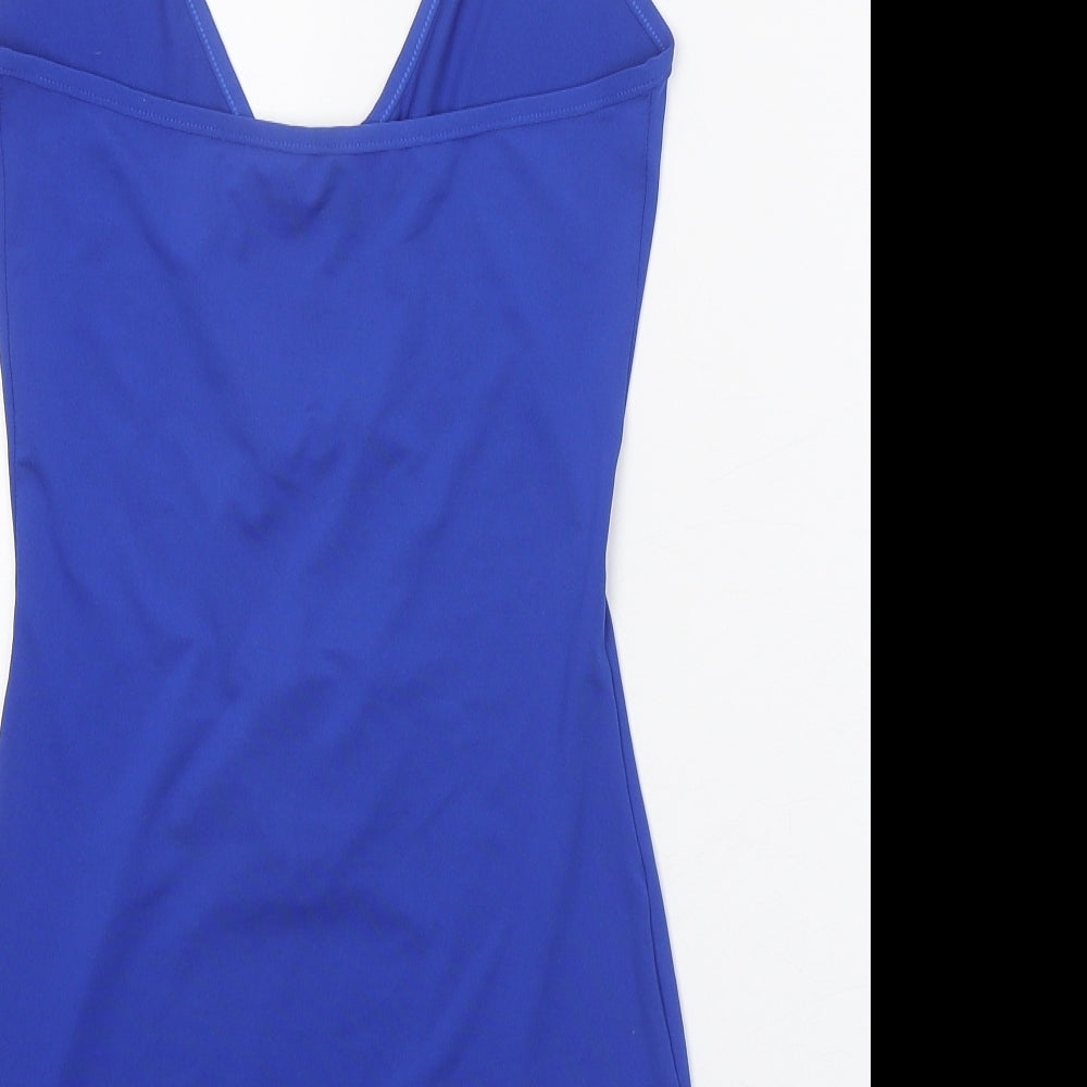 Preworn Womens Blue Polyester Bodycon Size S Halter Tie - Chain Detail