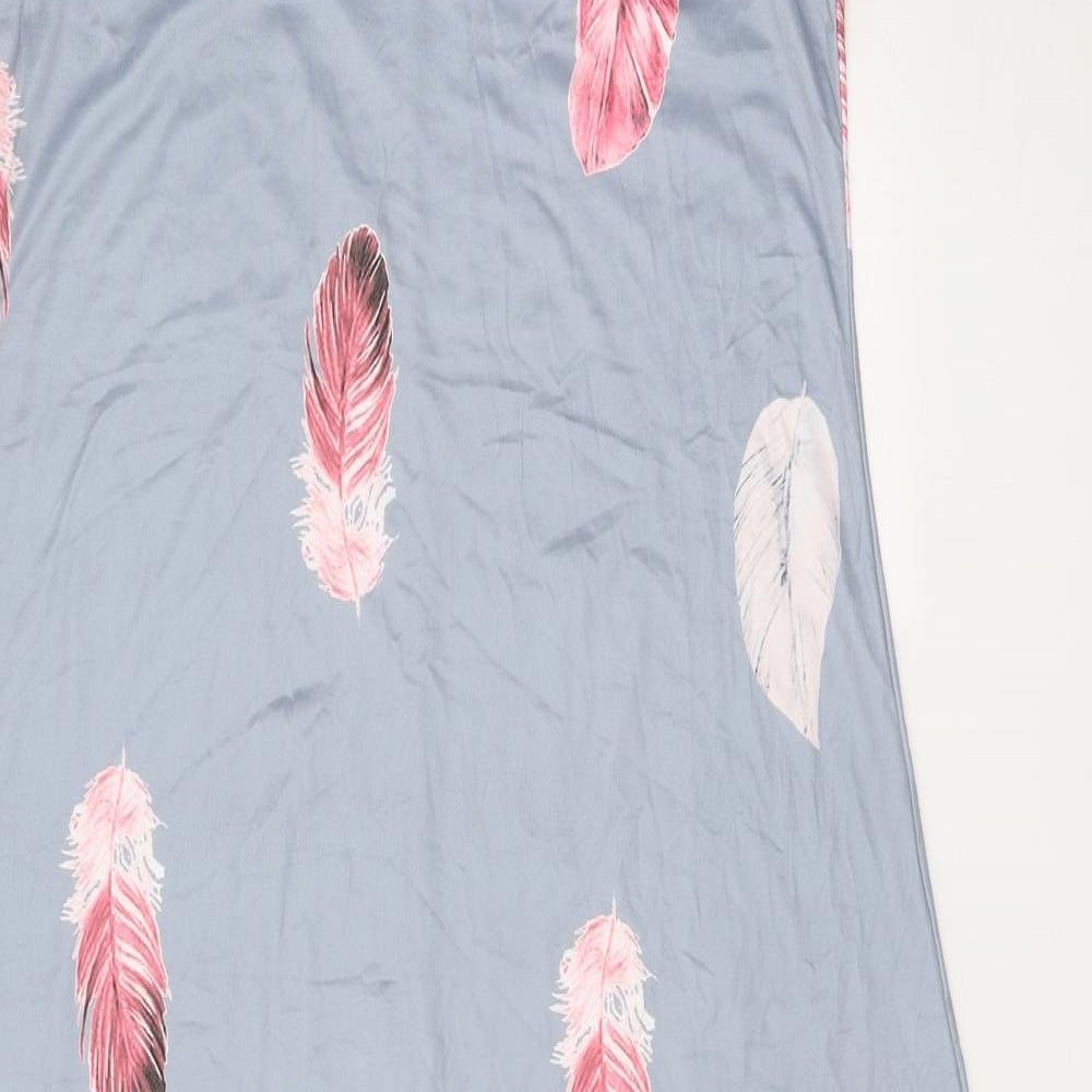 Preworn Womens Blue Geometric Polyester Slip Dress Size XL V-Neck Pullover
