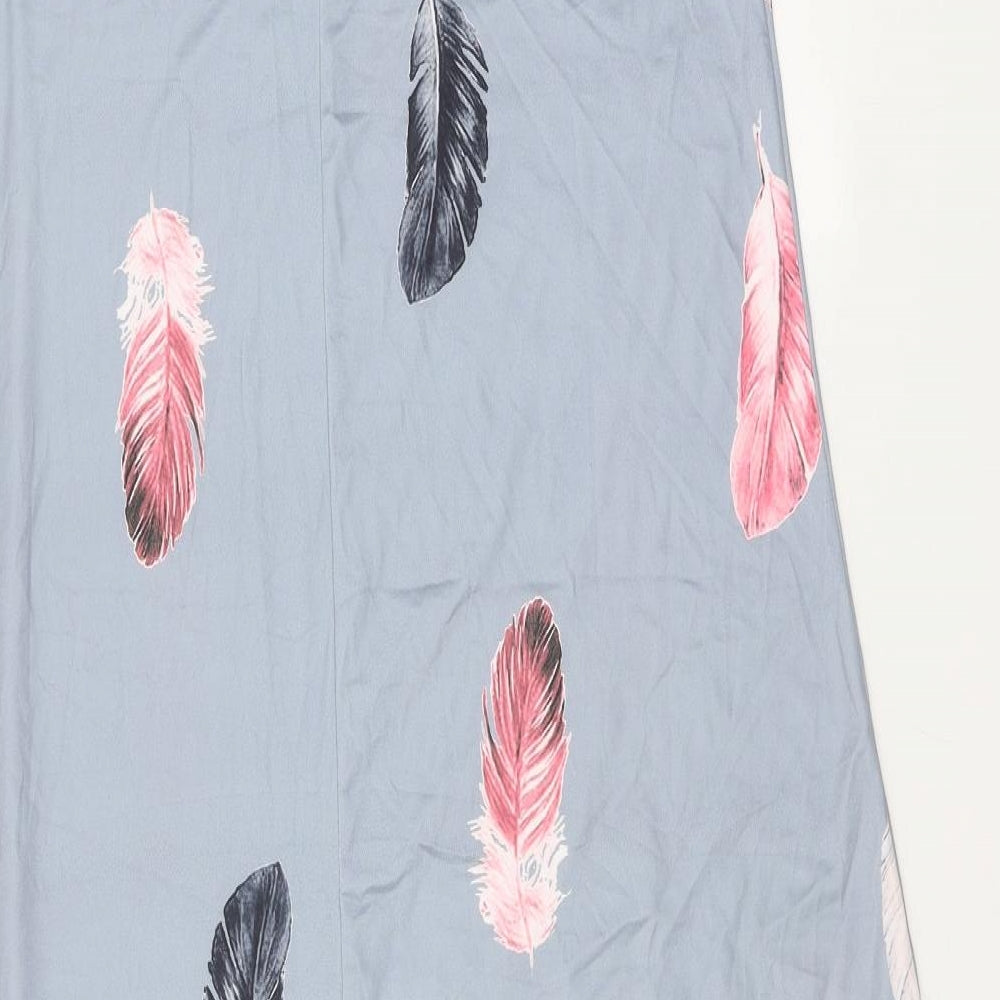 Preworn Womens Blue Geometric Polyester Slip Dress Size XL V-Neck Pullover