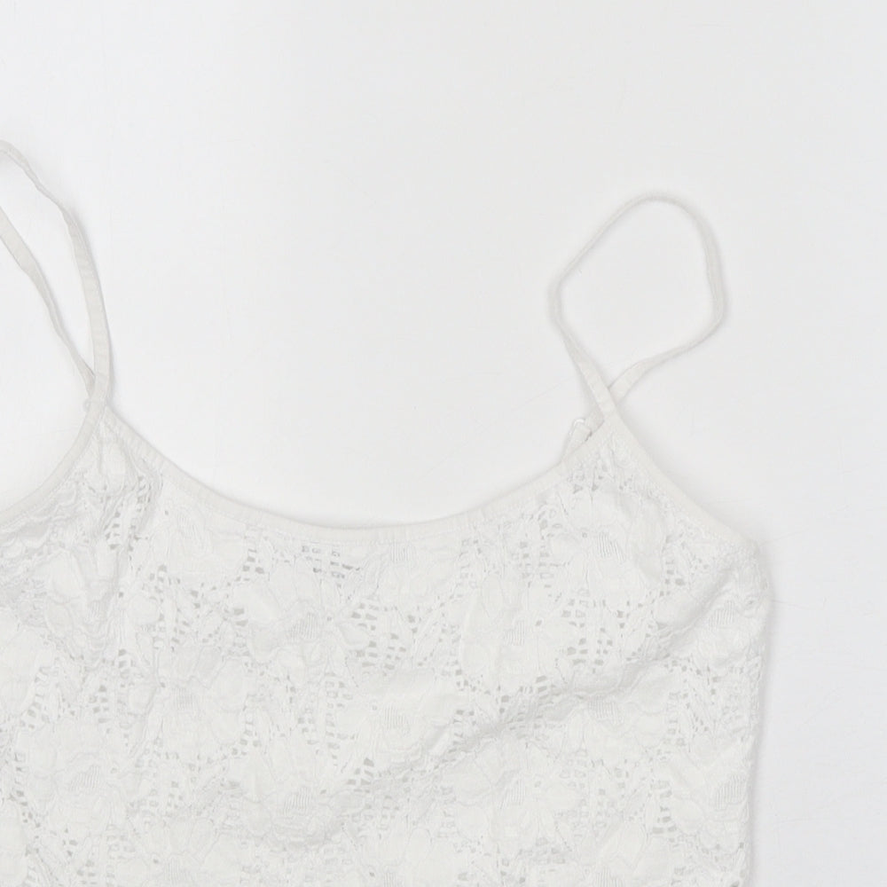 Per Una Womens White Cotton Camisole Tank Size 12 Scoop Neck