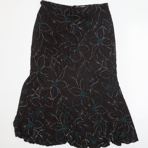 Kinnik Womens Brown Floral Polyester A-Line Skirt Size 32 in Tie