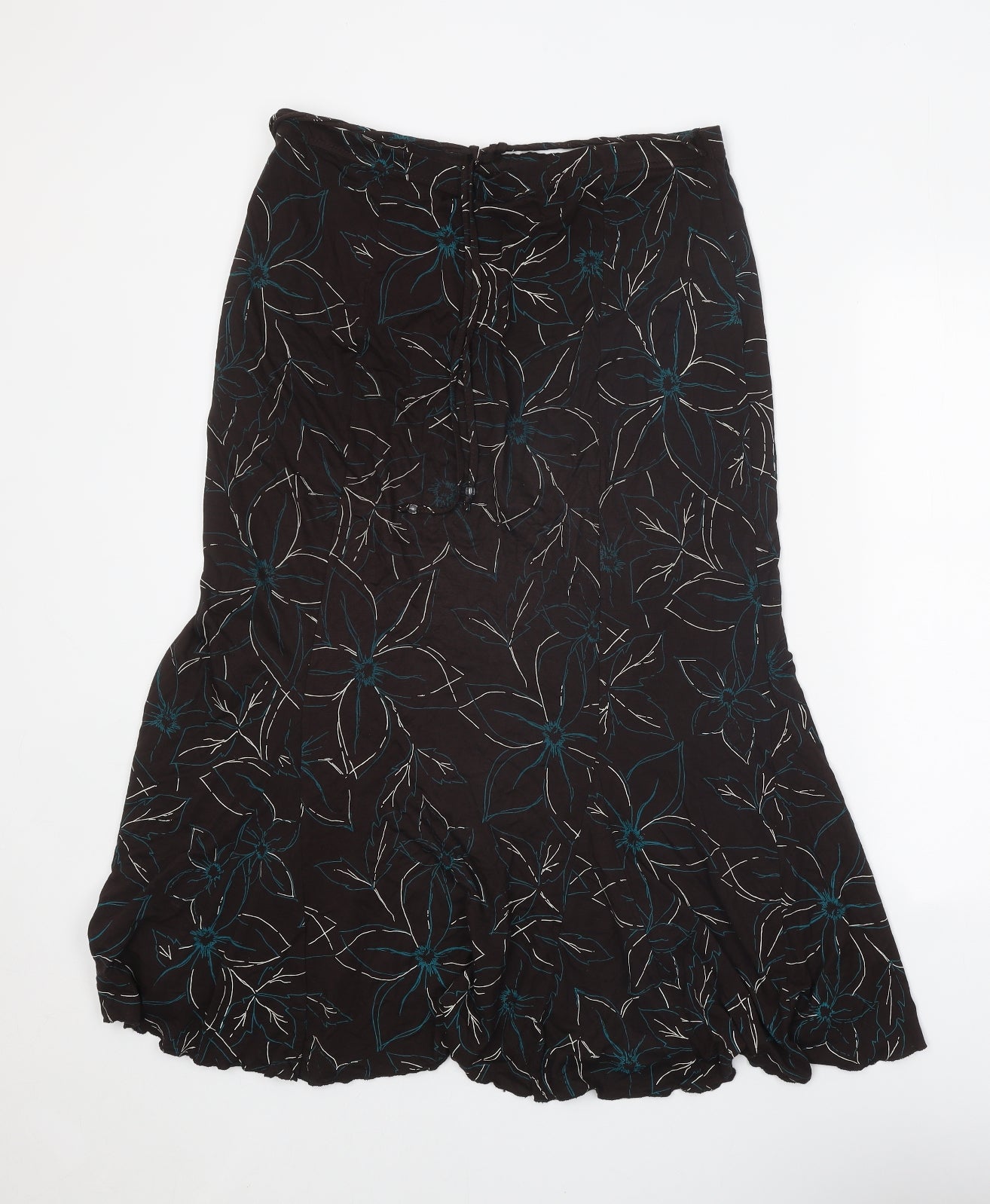Kinnik Womens Brown Floral Polyester A-Line Skirt Size 32 in Tie