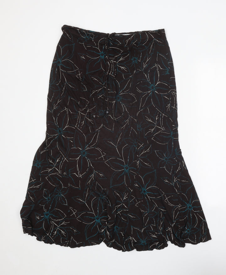 Kinnik Womens Brown Floral Polyester A-Line Skirt Size 32 in Tie