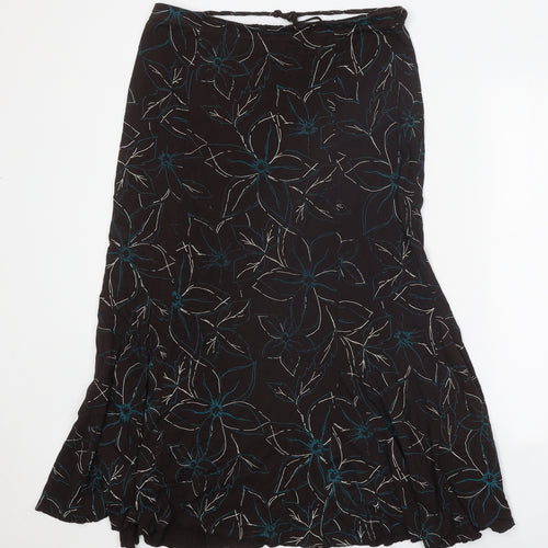 Kinnik Womens Brown Floral Polyester A-Line Skirt Size 32 in Tie
