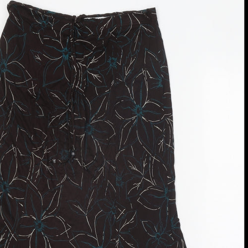Kinnik Womens Brown Floral Polyester A-Line Skirt Size 32 in Tie