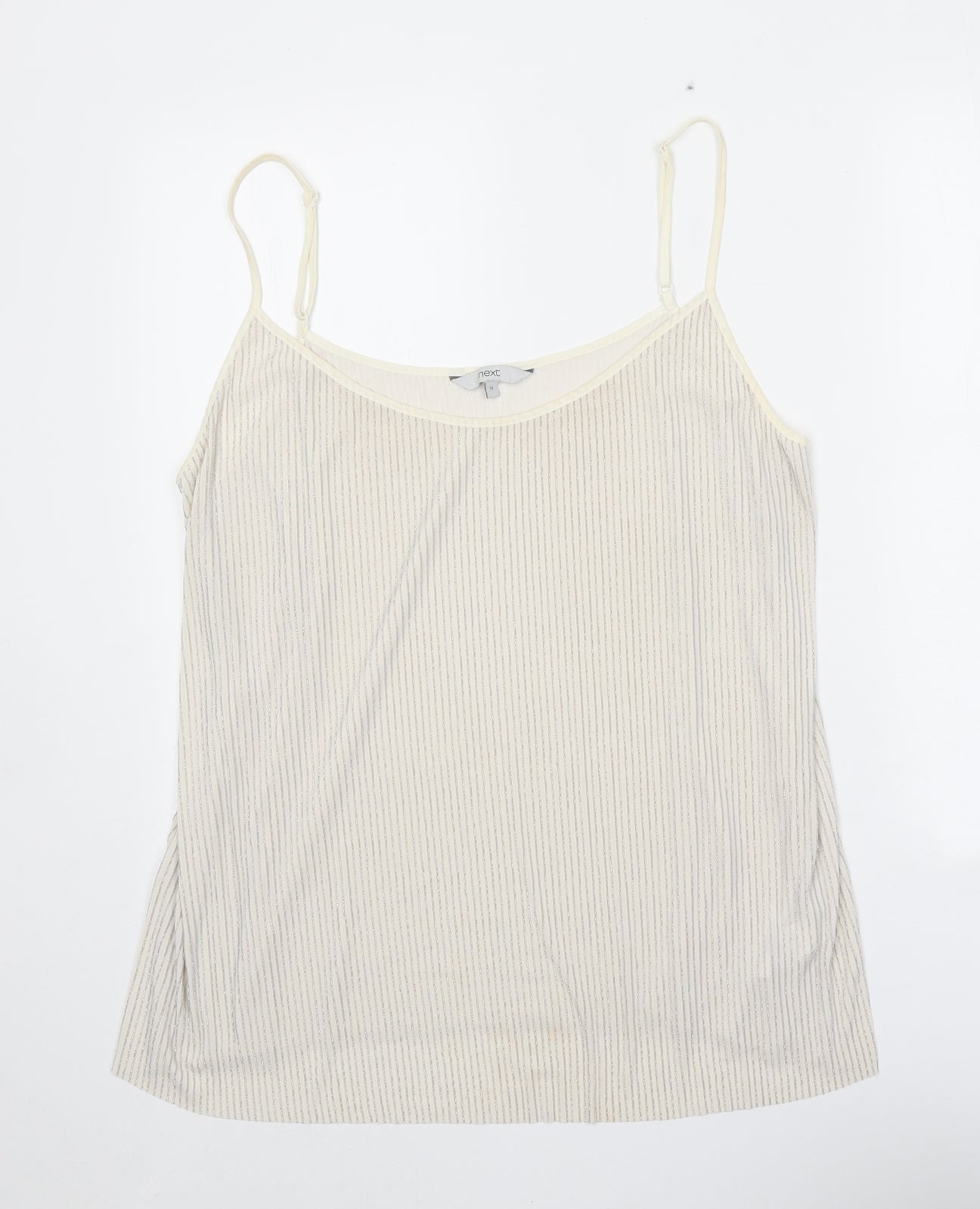 NEXT Womens White Striped Polyester Camisole Tank Size 18 Scoop Neck