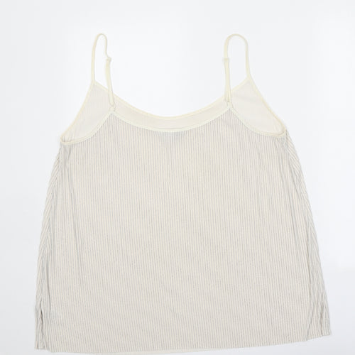 NEXT Womens White Striped Polyester Camisole Tank Size 18 Scoop Neck