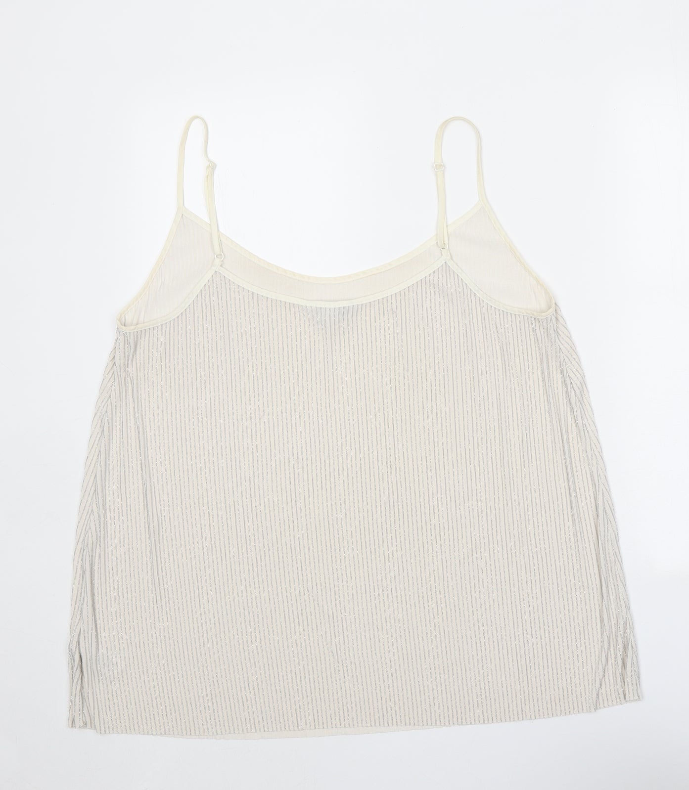 NEXT Womens White Striped Polyester Camisole Tank Size 18 Scoop Neck