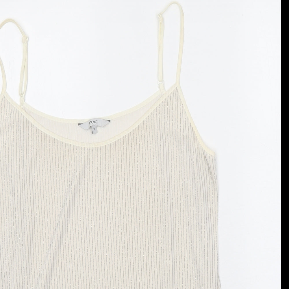 NEXT Womens White Striped Polyester Camisole Tank Size 18 Scoop Neck