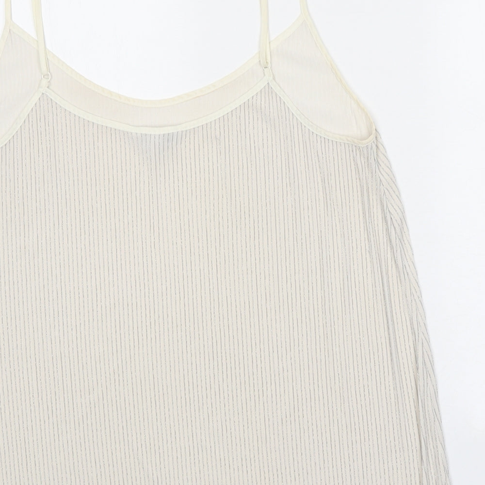 NEXT Womens White Striped Polyester Camisole Tank Size 18 Scoop Neck