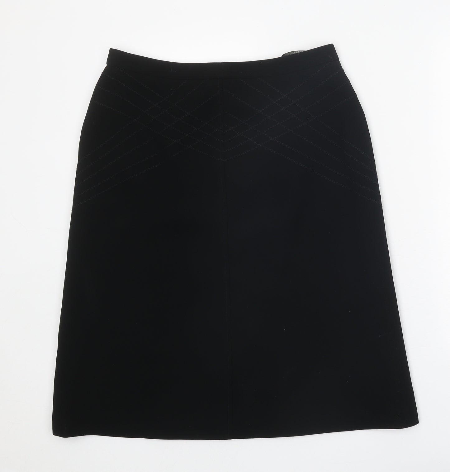 Linea Womens Black Polyester A-Line Skirt Size 12 Zip