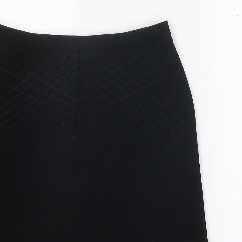 Linea Womens Black Polyester A-Line Skirt Size 12 Zip