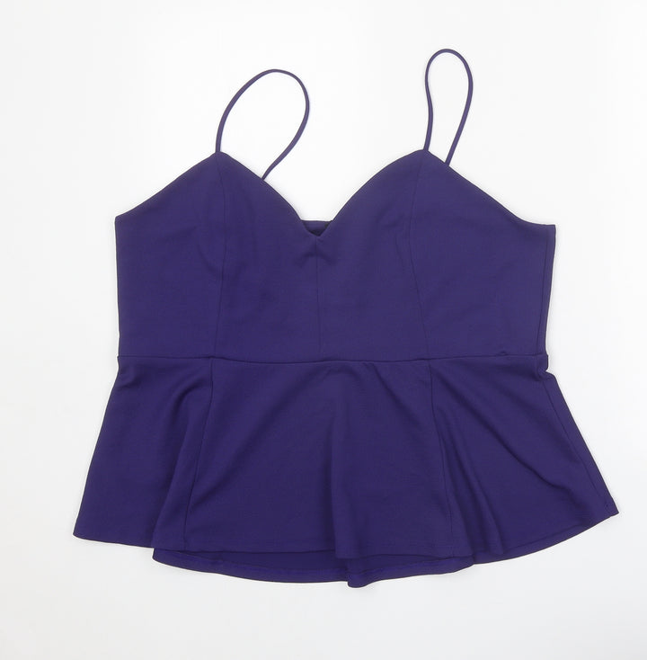 H&M Womens Purple Polyester Camisole Tank Size XL V-Neck - Peplum
