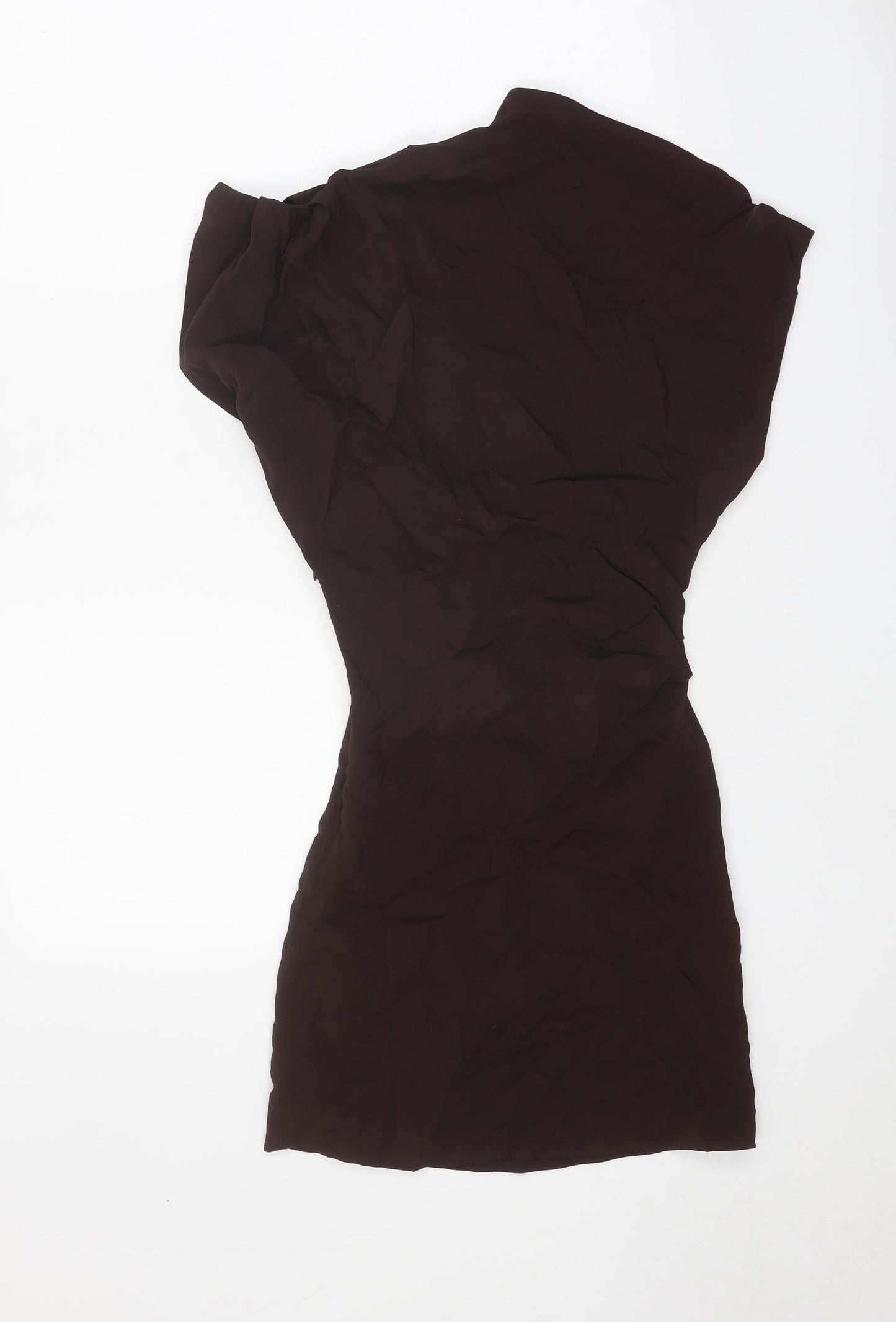 Zara Womens Brown Viscose Bodycon Size XS One Shoulder Zip