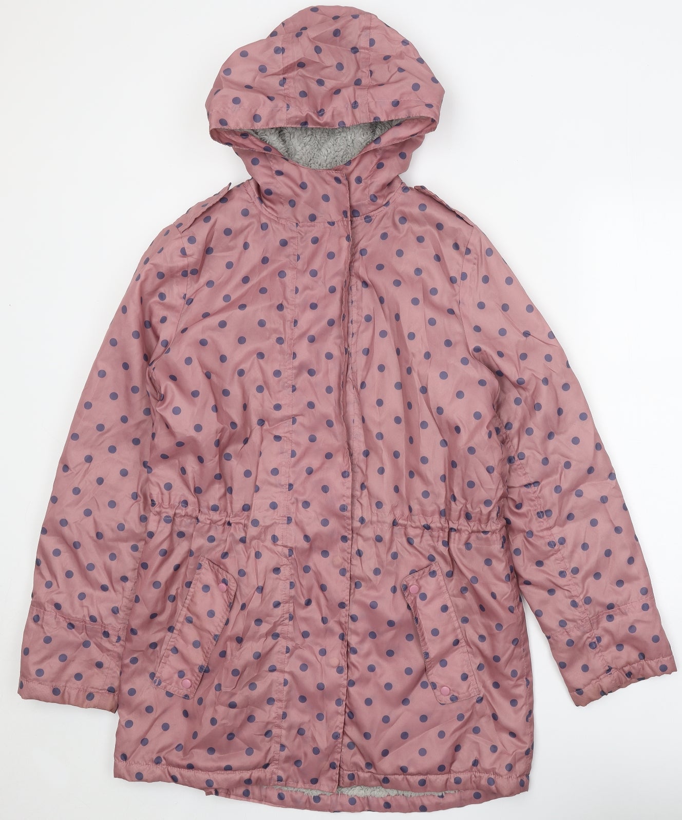 Cotton Traders Womens Pink Polka Dot Rain Coat Coat Size 10 Zip