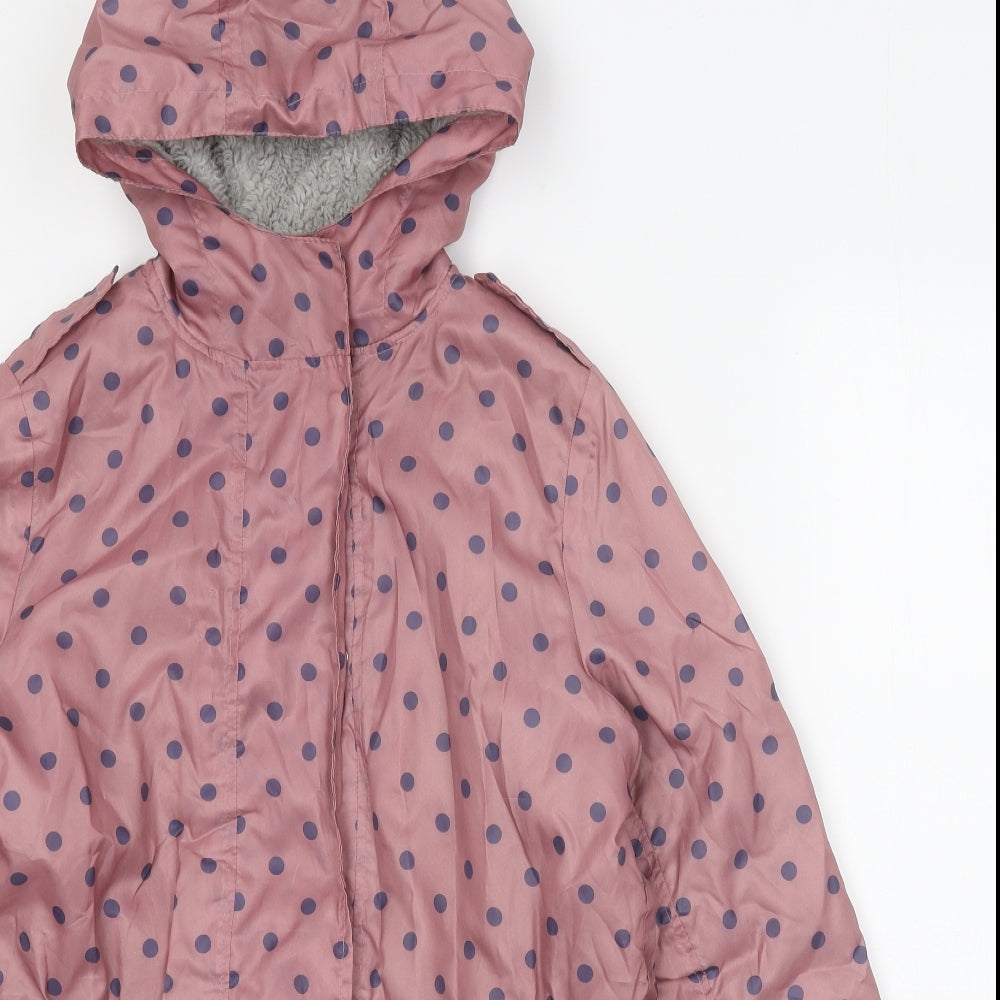 Cotton Traders Womens Pink Polka Dot Rain Coat Coat Size 10 Zip