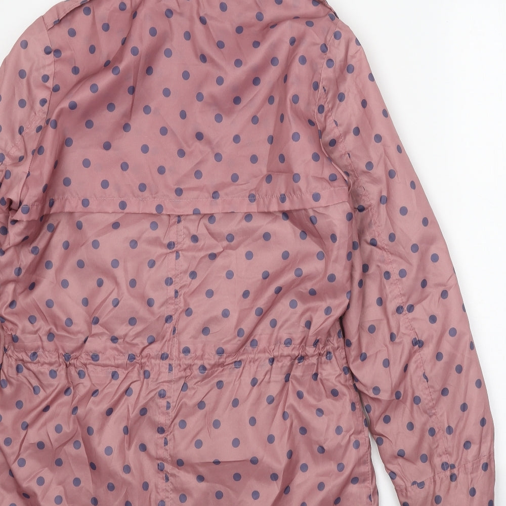 Cotton Traders Womens Pink Polka Dot Rain Coat Coat Size 10 Zip