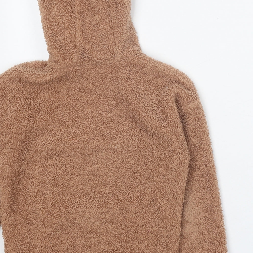 Matalan Girls Brown Polyester Pullover Hoodie Size 7 Years Zip