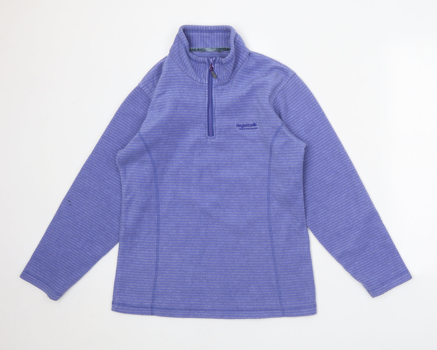 Regatta Womens Blue Striped Polyester Pullover Sweatshirt Size 10 Zip