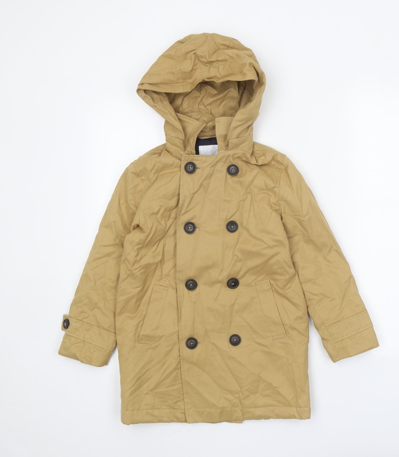 Zara Girls Beige Pea Coat Coat Size 7 Years Button