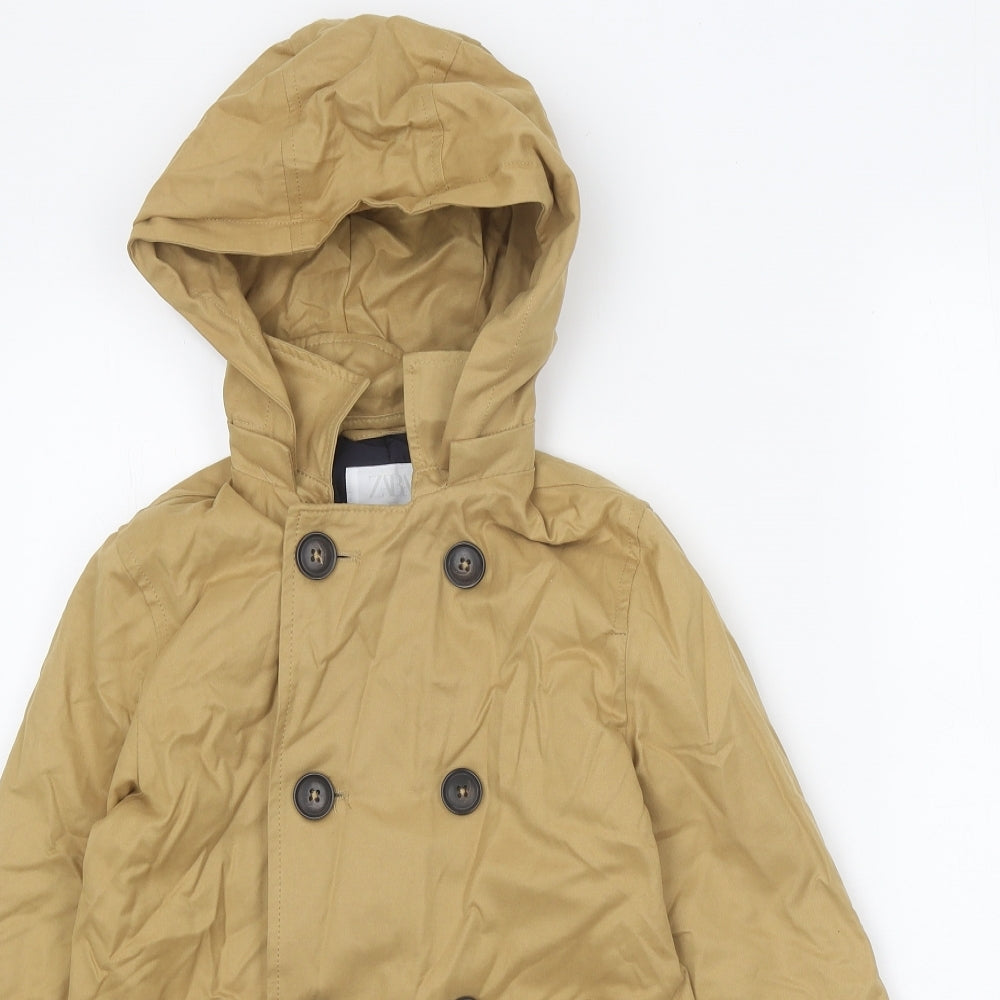 Zara Girls Beige Pea Coat Coat Size 7 Years Button