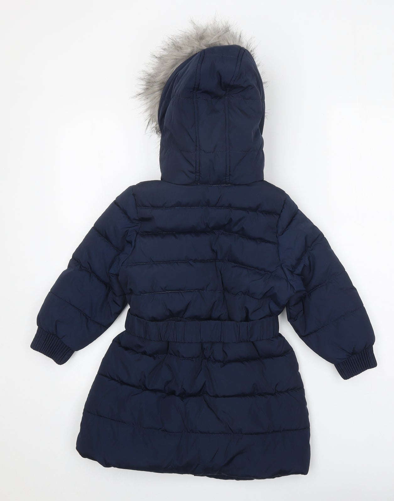 Marks and Spencer Girls Blue Quilted Coat Size 4-5 Years Zip