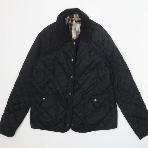 Izabel Womens Black Quilted Jacket Size M Snap