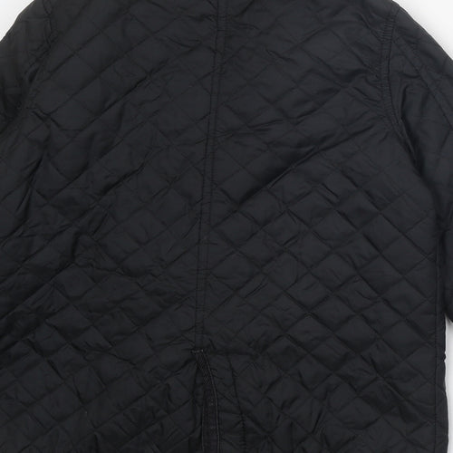 Izabel Womens Black Quilted Jacket Size M Snap