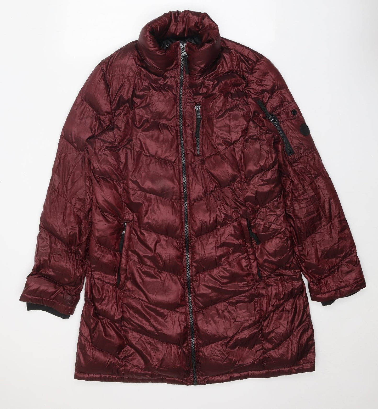 Andrew Marc Womens Red Quilted Coat Size XL Zip
